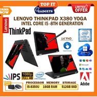 [HIGH SPEC] LENOVO THINKPAD YOGA X380 ULTRABOOK FLIP 360 SLIM LAPTOP /  INTEL - CORE I5-8350U 8TH GEN / 16GB DDR4 RAM / 512GB SSD STORAGE / STYLUS PEN / WINDOW 10/11 PRO / 6 MONTHS WARRANTY [ #LAPTOP