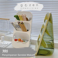 PERALATAN [GOZEN]JIRO Minimalist Chopsticks Storage Container Cutlery Level Organizer Easy Storage A