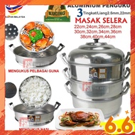 40cm Steamer Pot Kuching 3 Layer Aluminium Steam Pot Periuk Kukus