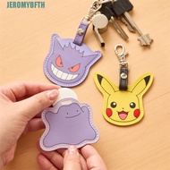 JEROMYBF Pikachu Access Card Holder, Leather Keyring Pokemon Cat Keychain, Cartoon Creative Protecti