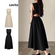 Lovito Party Dress Plain Backless -Elastic Waist -Ball Gown Dress for Women L77ED270 (Multi-color)