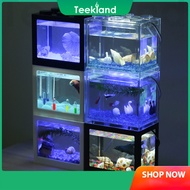Teekland Small Fish Tank Aquarium Starter Kit Ideal Desktop Decoration for Home Office Goldfish Fighting Fish Tank Random Color