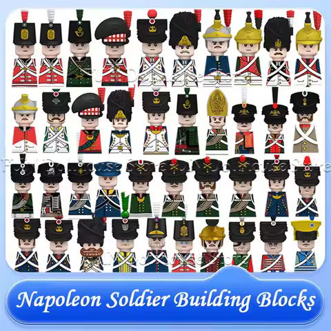 Medieval Military Napoleonic Wars Soldier Figures Building Blocks British French Prussia Infantry Kn