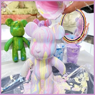 DIY Fluid Painting Bearbrick Model Toy(23cm Bear + Material Pack + Pigment)Safe Flow Acrylic cool color Room decoration