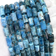 Natural Blue Apatite Round Column Faceted Beads Bracelet Necklace diy Material Crystal Bracelet Crys