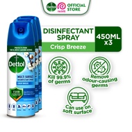 Bundle of 3 [LTD] Dettol Antibacterial Disinfectant Spray Crisp Breeze 450ML