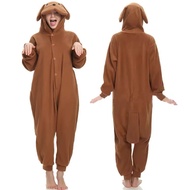 Brown Dog Animal Character Overall Kigurumi Onesie Pajamas Sleepwear Costume (Adult/ Unisex)
