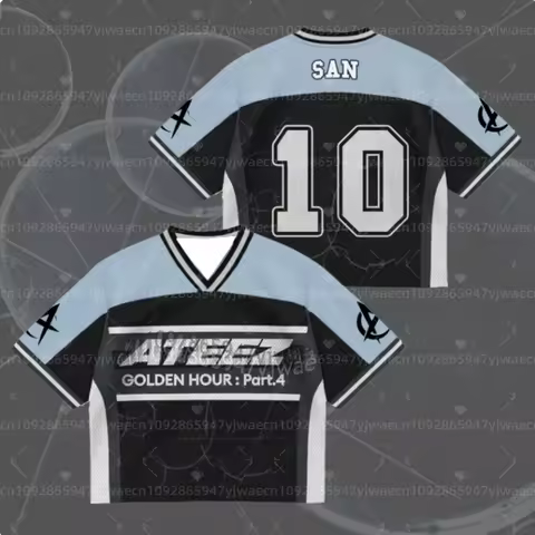 2026 Summer Men's Women's Short Sleeve Casual v-Neck T-shirt Tops Tee ATEEZ ATEEZ Mini Album G-Golde