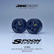 JV Wheels diecast rubber tire model JV-05 Spoon - Black, Exclusive Axle