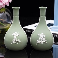 英國製Wedgwood碧玉浮雕希臘神話愛神丘比特綠色陶瓷花瓶插花花器