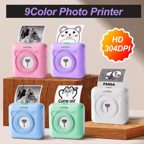 7 Colors Peripage A6 304DPI Mini Photo Printer Notes Sticker Label Printing Machine Bluetooth Portab