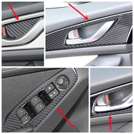 YAE Car Inner Door Bowl Handle Windows Control Panel Cover Trim Carbon Fiber Stickers For Mazda 3 Axela Car Interior Accessories O31