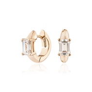 Glintz Astrid Step Cut Huggies Earrings ต่างหูห่วงเงินแท้ ฝังด้วยพลอย cz. (ขนาด 15mm)