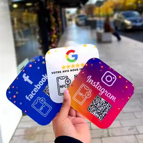 Custom Various Social Media Plaque Google Review QR Code Sign NFC Tap Acrylic Review Link Instagram 