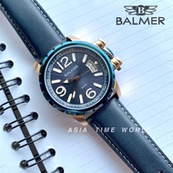 *Ready Stock*ORIGINAL Balmer 7956G-BRG-5 Quartz Blue Genuine Leather Blue Dial Sporty Style Water Re