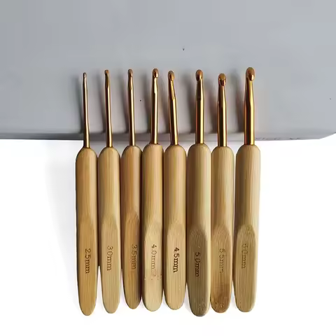 8Pcs/Set Knitting Tools Sweater Needles Bamboo Shank Crochet Hooks Aluminium Oxide Pen Crochet Hooks