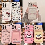 Phone Case For VIVI V40 Lite V50 Y03 Y28S Y17S Y19S Case spongebob Card Holder Slot Bag Cute Hello K