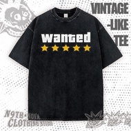 24H SHIP N9THNOVA printed T-shirt WANTED letter five-star pattern VINTAGE-LIKE trendy casual