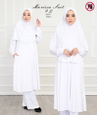 MARISSA SUIT 9 - Suit Muslimah Labuh Jubah Seluar Baju Blouse + Loose Pant Haji Umrah Moss Creepe Tak Perlu Gosok Anti Iron Size XS-3XL Nursing Friendly Berpoket Jubah Mesra Travel Ready Solat Jubah Muslimah Hitam Putih Navy Blue Black Grey