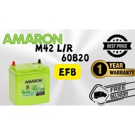 (Installation Provided)Bateri Kereta Battery M42 EFB Amaron 60B20 l PERODUA MYVIBEZZAARUZATIVATOYOT