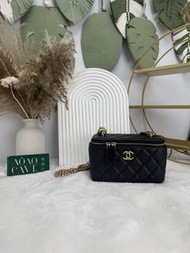 《荃灣實體店》chanel👜 PRE OWNED 🛍️ 23P愛心金球 黑色荔枝皮長盒子🖤全套✨