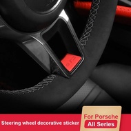 For Porsche Cayenne Macan Panamera 718 911 Car Emblem Badge Steering Wheel GTS Decoration Trim Stick