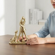 Heartwarming Design Human Dog Sculpture Modern Human Dog Statue Compact Size for Living Room