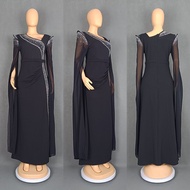 Halloween Elegant African Dresses for Women Plus Size Diamonds Wedding Evening Prom Gown Ankara Dash