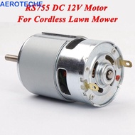 AEROTECHE RS755 DC Motor, Large Torque 12V DC Lawn Mower Motor, Premium Ball Bearing Long Shaft High