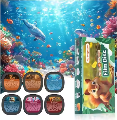 Galaxy Star Projector Disc Realistic Animal Pattern Film Disc 4K HD Ceiling Projection Disc - 6 Pack