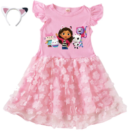【Kids clothes】 Vestidos Gabbys Dollhouse Clothes Kids Cartoon Gabby Chat Dress Baby Girls Summer Sho