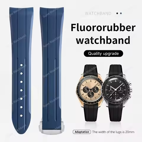 New Fluoroelastomer FKM Rubber Wristband 20mm Watchband For Omega Strap Speedmaster Professional Acc