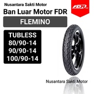 ( FLEMINO) FDR TL Tubeless Motorcycle Outer Tire 80/90-14 90/90-14 100/90-14 Ring 14