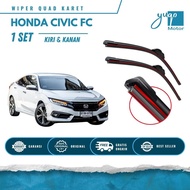 HONDA Quad 4 Rubber Wiper Civic Fc Frameless Rubber Model Quad Blade 1 Set Kiri and Right Frameless 