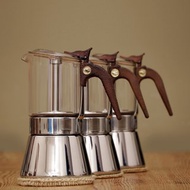 【咖啡炭燒把手】玻璃摩卡壺 240ml • HOMER GLASS MOKA POT BHE