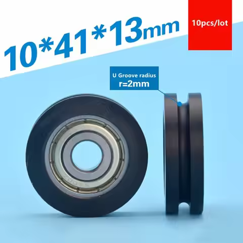 10pcs U groove Plastic coated bearing 6200ZZ 10*41*13mm POM roller track guide wheel Wire rope nylon