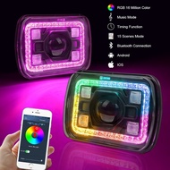 OVOVS App And Music Control Rgb Led Headlight 7X6"5X7 Inch Headlight Rgb Halo for Kenworth Jeep Wran