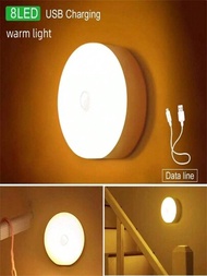 1只無線運動感應夜燈,臥室裝飾燈,6led探測器壁掛裝飾燈,智能感應燈,適用於樓梯壁櫥房間