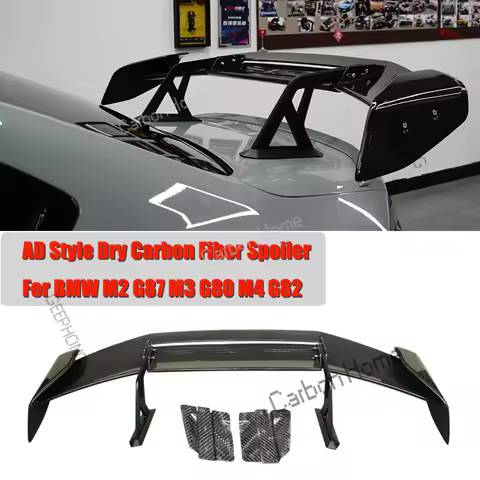 For BMW M2 M3 M4 G87 G80 G82 AT-R3 Style Rear Spoiler Dry Carbon Fiber Fixed Wing Spoiler Car Modifi