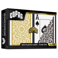 COPAG Elite 100% Plastic Single Deck/ 2-Deck Set with Storage Case Poker Size Playing Cards