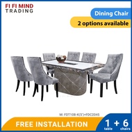 Liviana Marble Dining Set/ Marble Dining Table/ Meja Makan 6 Kerusi/ Meja Makan Marble/ Meja Makan Set