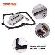 TRANSPEED 09G325429 09G Auto Transmission Oil Filter Flat Mouth & Oil Pan Gasket for VW Beetle Golf 