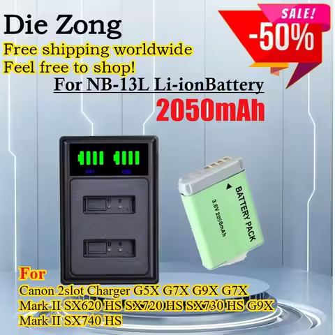 New NB13L NB-13L 2050mAh Battery For Canon 2slot Charger G5X G7X G7X Mark II SX620 SX720 SX730 HS G9