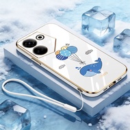 YBD Case For Tecno Camon 20 Pro 4G 5G Ck6 Ck6n Ck7n Ck8n Electroplating Shell Cartoon Cute Dolphin
