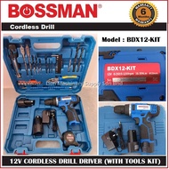 BOSSMAN 12V CORDLESS DRILL DRIVER WITH TOOL KIT BDX12KIT - COME WITH 2PCS BATTERIES - 6 MONTHS LOCAL