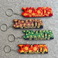 GANTUNGAN Typical City Batik Wooden Keychain / Typical Indonesian Souvenir