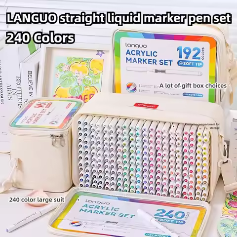 LANGUO 240/9 Colors Direct Liquid Color Acrylic Paint Pens Brush Marker Artist Painting DIY Card Mak