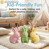 ADAMES Rabbit Easter Figurine, Colorful Handmade Easter Bunny Ornament, Easter Decoration Simulation
