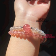 Svip necklace wrapped with 2 smoky Th. Anh stones mixed size 6mm with box