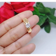 CINCIN EMAS POLOS PERMATA SATU TANAM | CINCIN EMAS COUPLE TUNANGAN | WANITA KOREA DEWASA | XUPING ANTI KARAT TIDAK LUNTUR